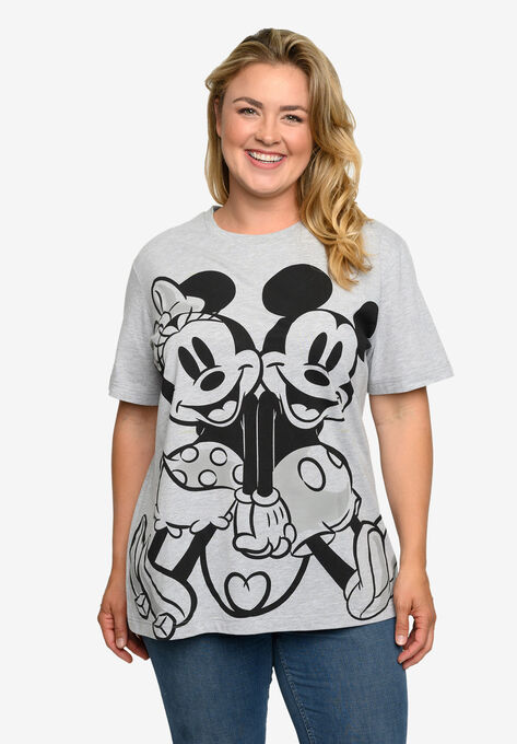 Mickey And Minnie Mouse Back To Back T-Shirt Heather Gray, GREY, hi-res image number null