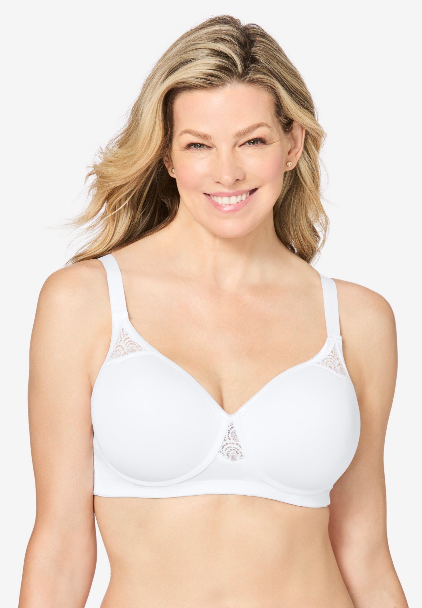 Stay-Cool Wireless Wicking T-Shirt Bra, WHITE, hi-res image number 0
