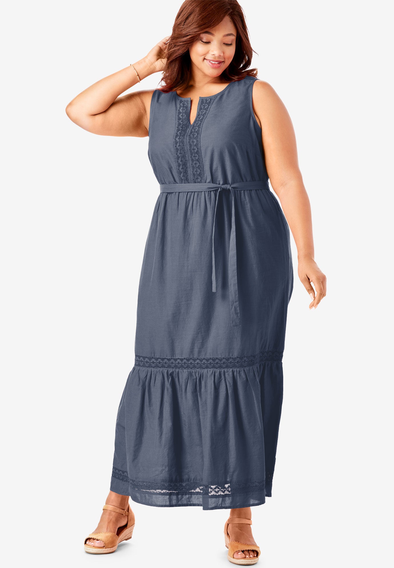 plus size layered maxi dress