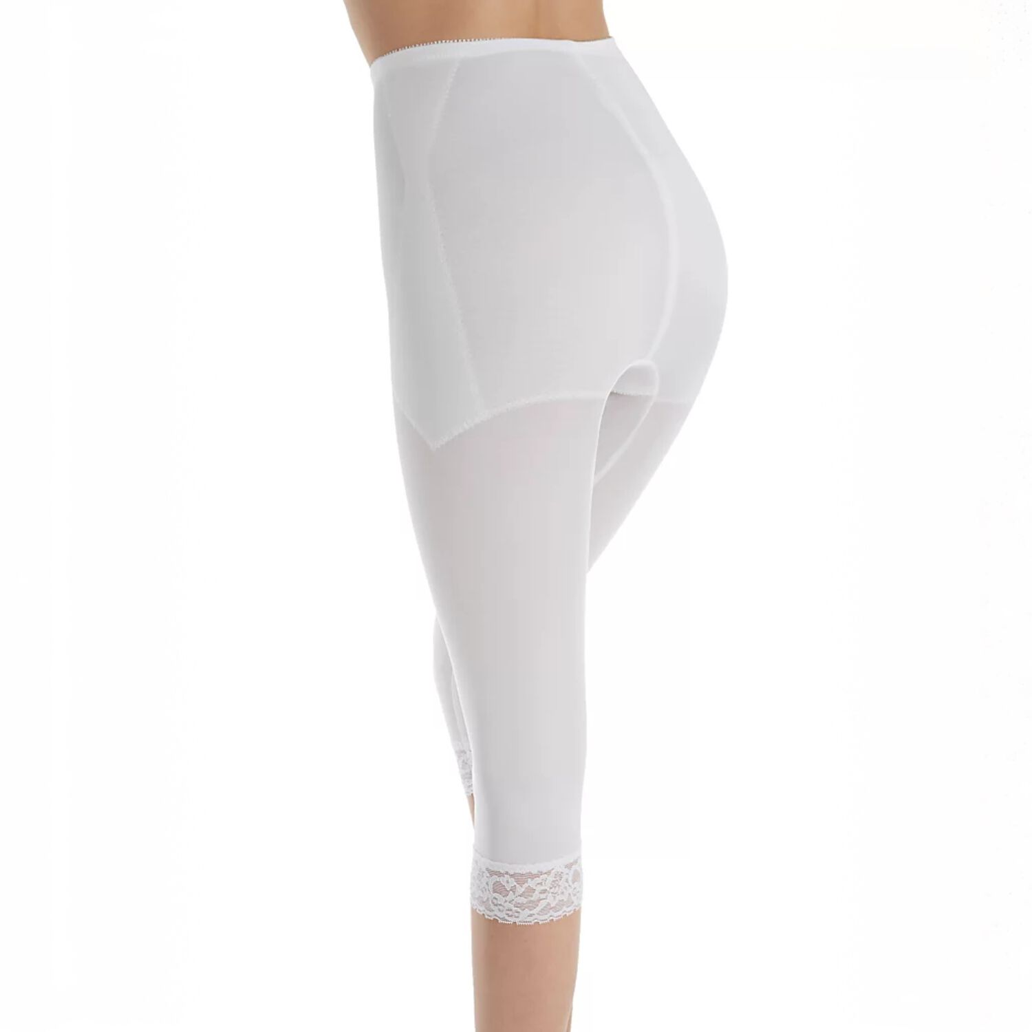 Moderate Control Waistline Capri Pant Liner with Tummy Control Panel Memory Compression Fabric 6265, WHITE, on-hover image number 1