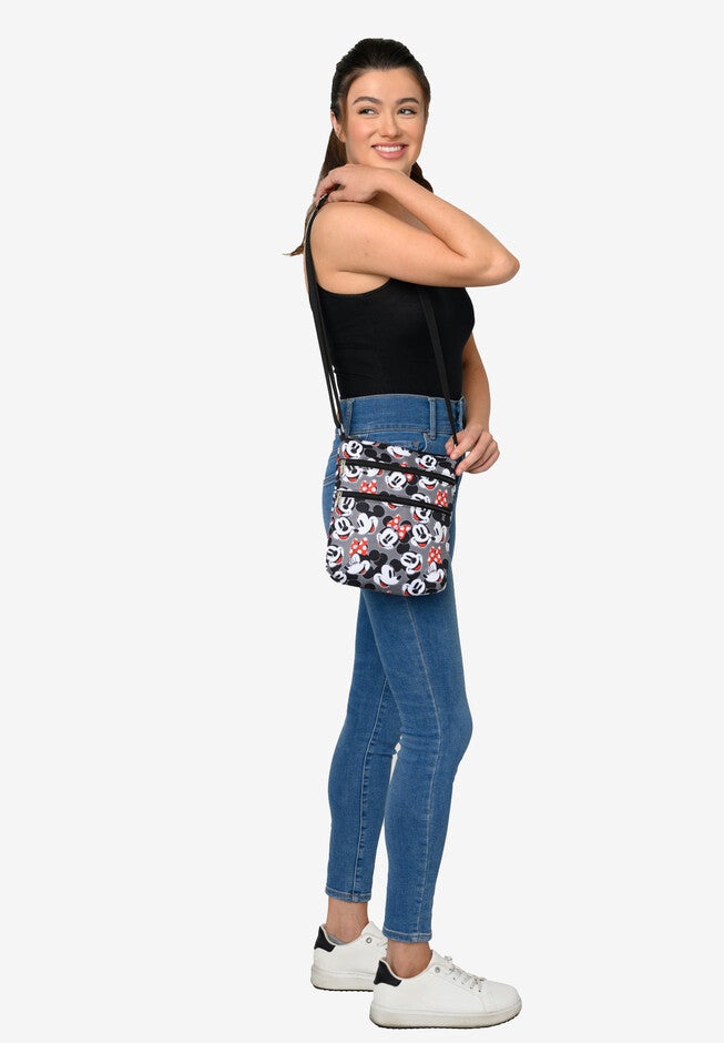 Mickey & Minnie Mouse Faces Smiles Passport Bag Travel Crossbody Purse, , on-hover image number 1