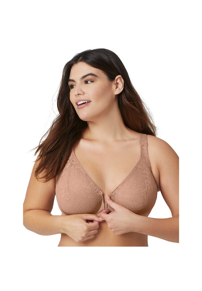 Full Figure Plus Size Lacey T-Back Front-Close WonderWire Bra Underwire 9246, , alternate image number 3