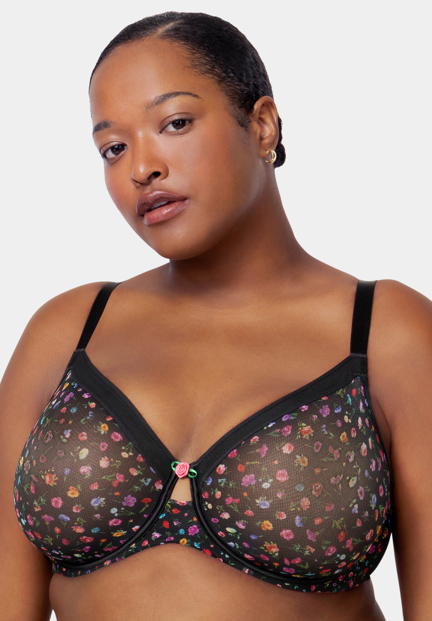 Sheer Mesh Full Coverage Unlined Underwire Bra, MEADOW DREAM, hi-res image number 0