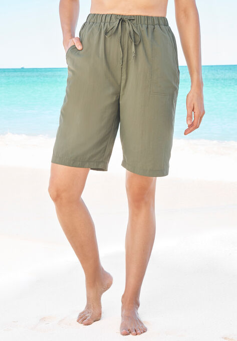 Taslon® Cover Up Board Shorts with Built-In Brief, MILITARY, hi-res image number null