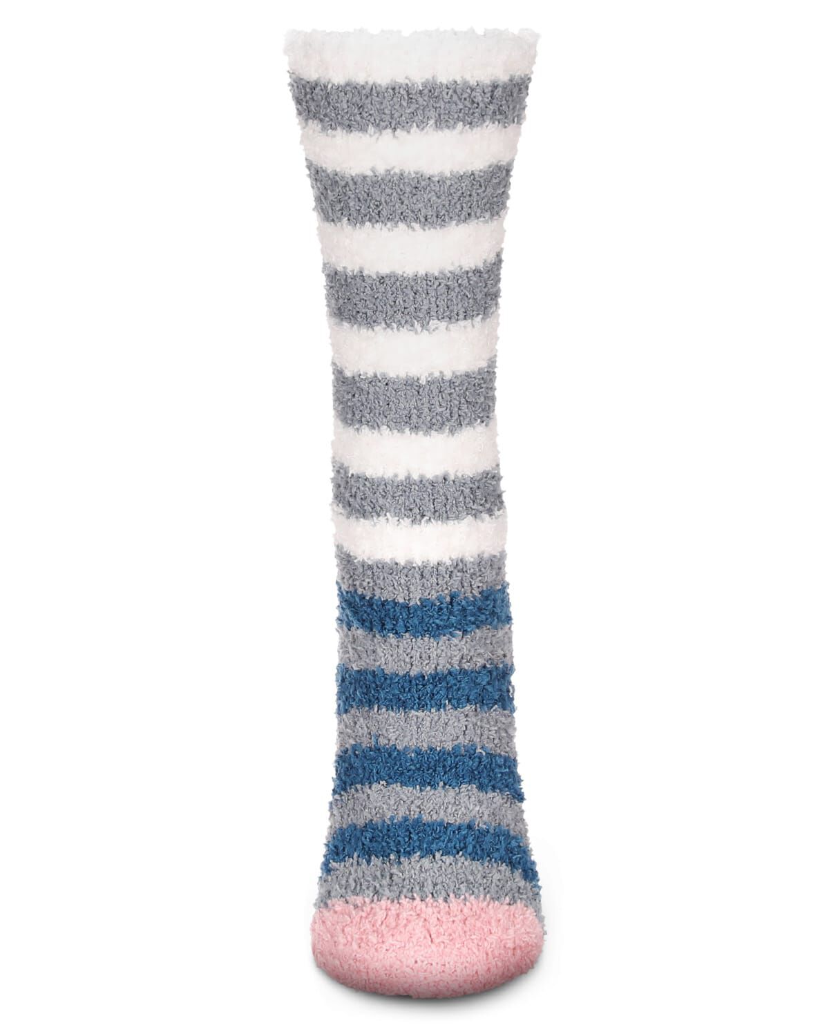 Women's Rugby Multicolor Stripe Cozy Crew Socks, DUSTY TEAL, alternate image number 1