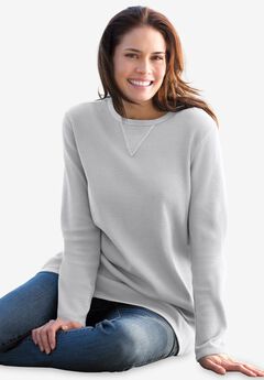 Long-Sleeve Crewneck Soft Waffle Knit Thermal Shirt