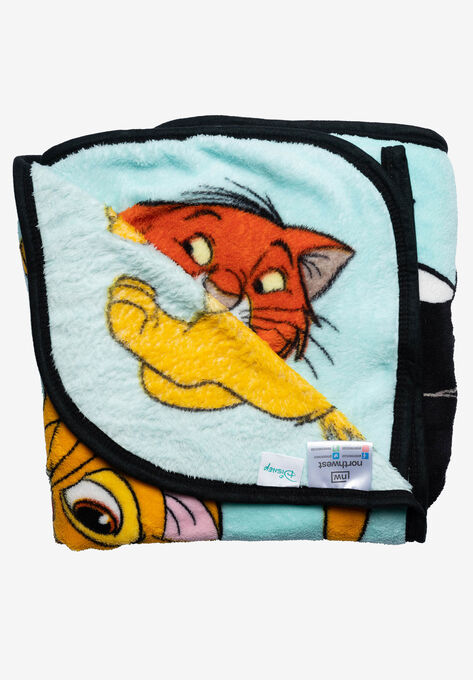 Disney Cats Throw Blanket 46" x 60" Plush Figaro Cheshire Cat Dinah Toulouse, , alternate image number null
