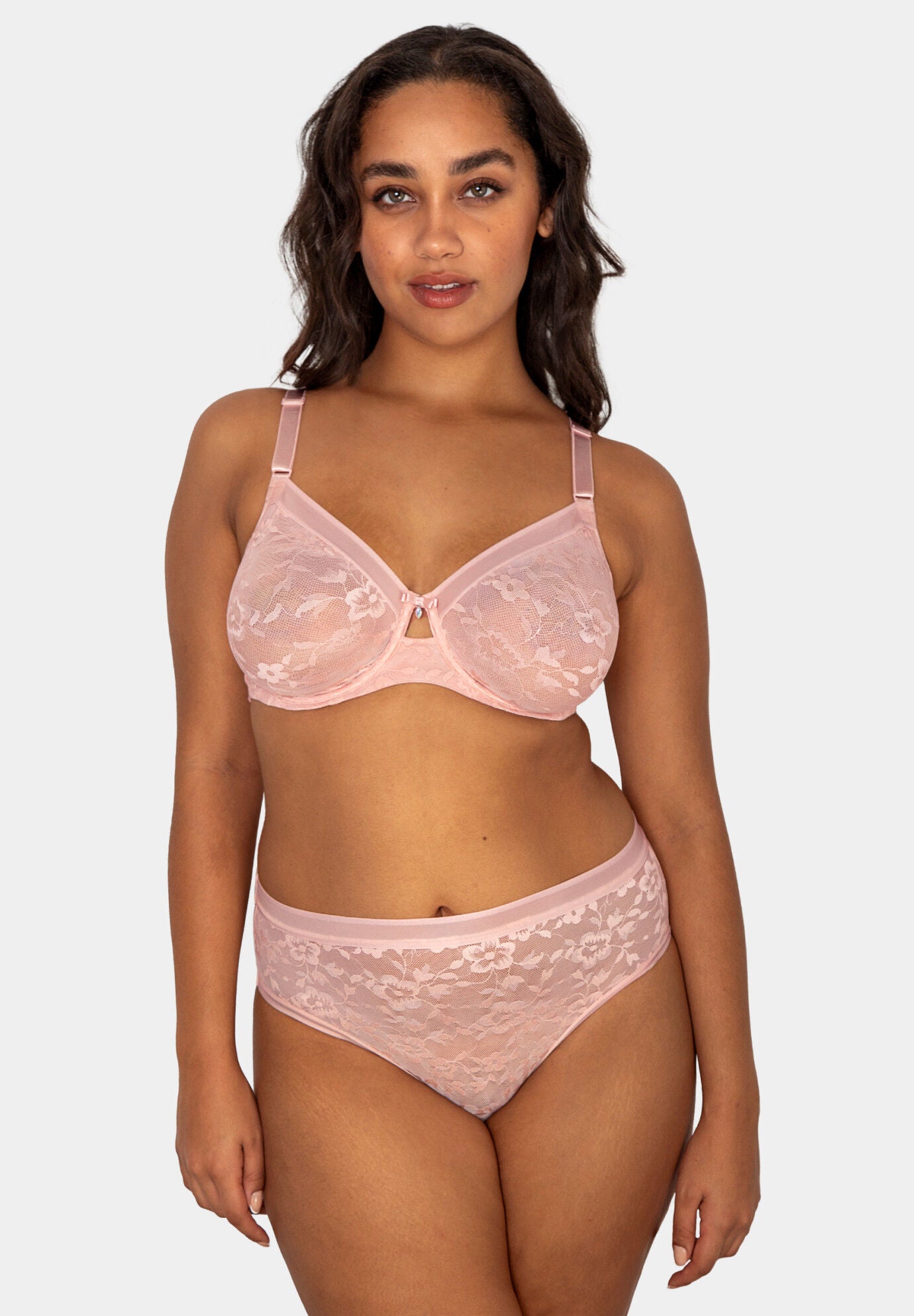No Show Lace Full Coverage Unlined Underwire Bra, BLUSHING ROSE, alternate image number 3