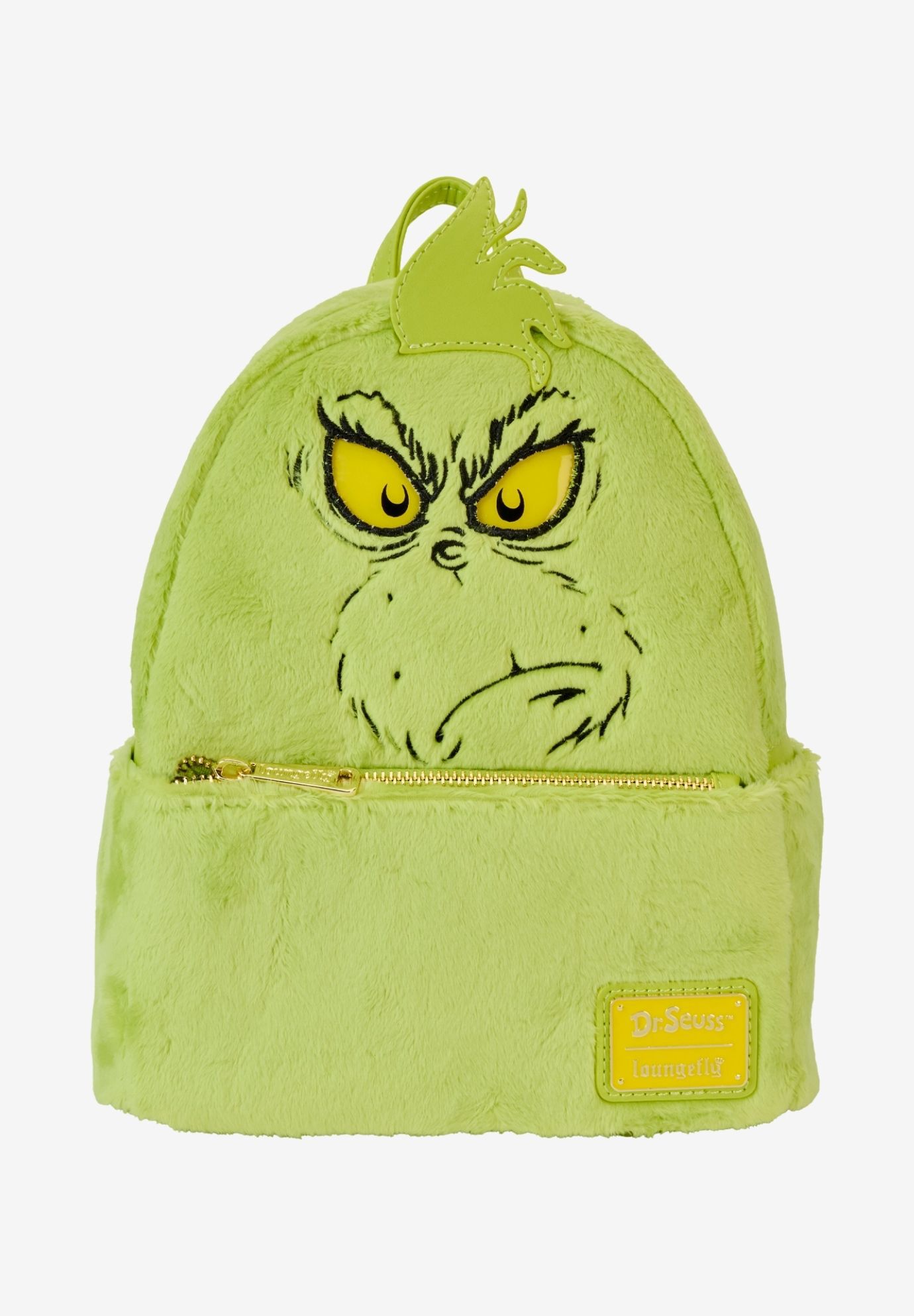 Loungefly x Dr. Seuss The Grinch Light-Up Plush Mini Backpack Cosplay, GREEN, hi-res image number 0