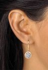 Cubic Zirconia Round Halo Drop Earrings in Gold over Sterling Silver, , alternate image number null