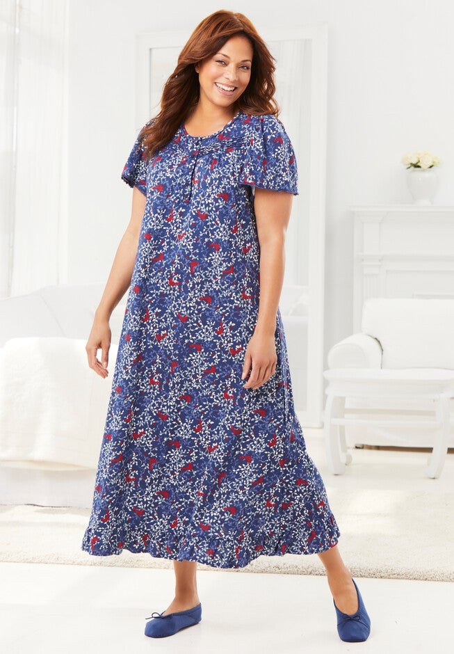 Long Floral Print Cotton Gown, , alternate image number 6