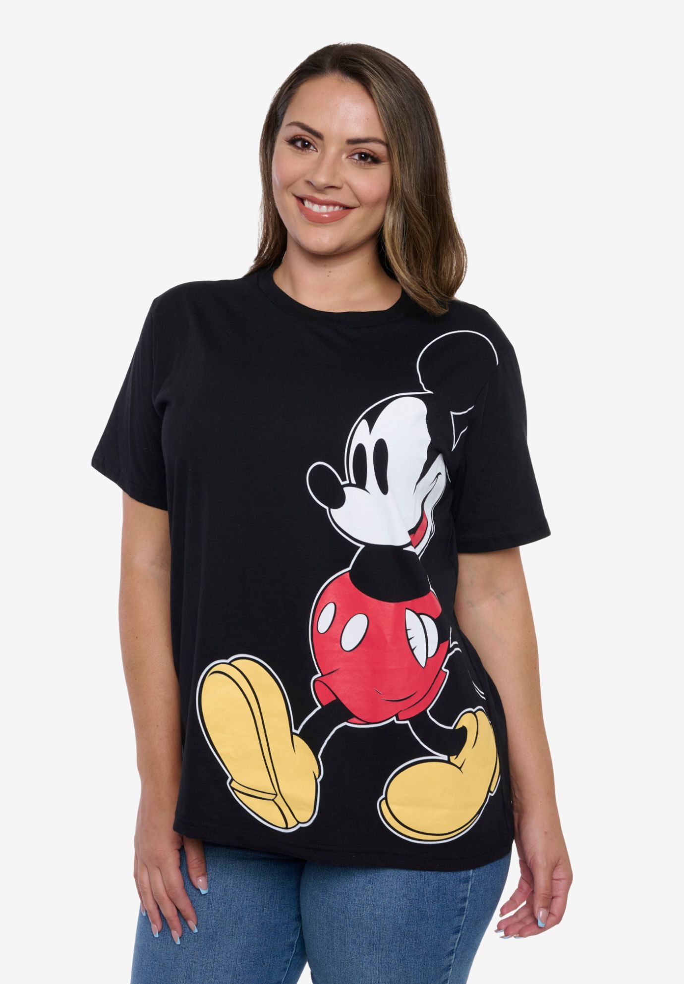 Womens Disney Mickey Mouse T-Shirt Black Short Sleeve, BLACK, alternate image number 4