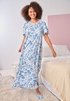 Long Floral Print Cotton Gown