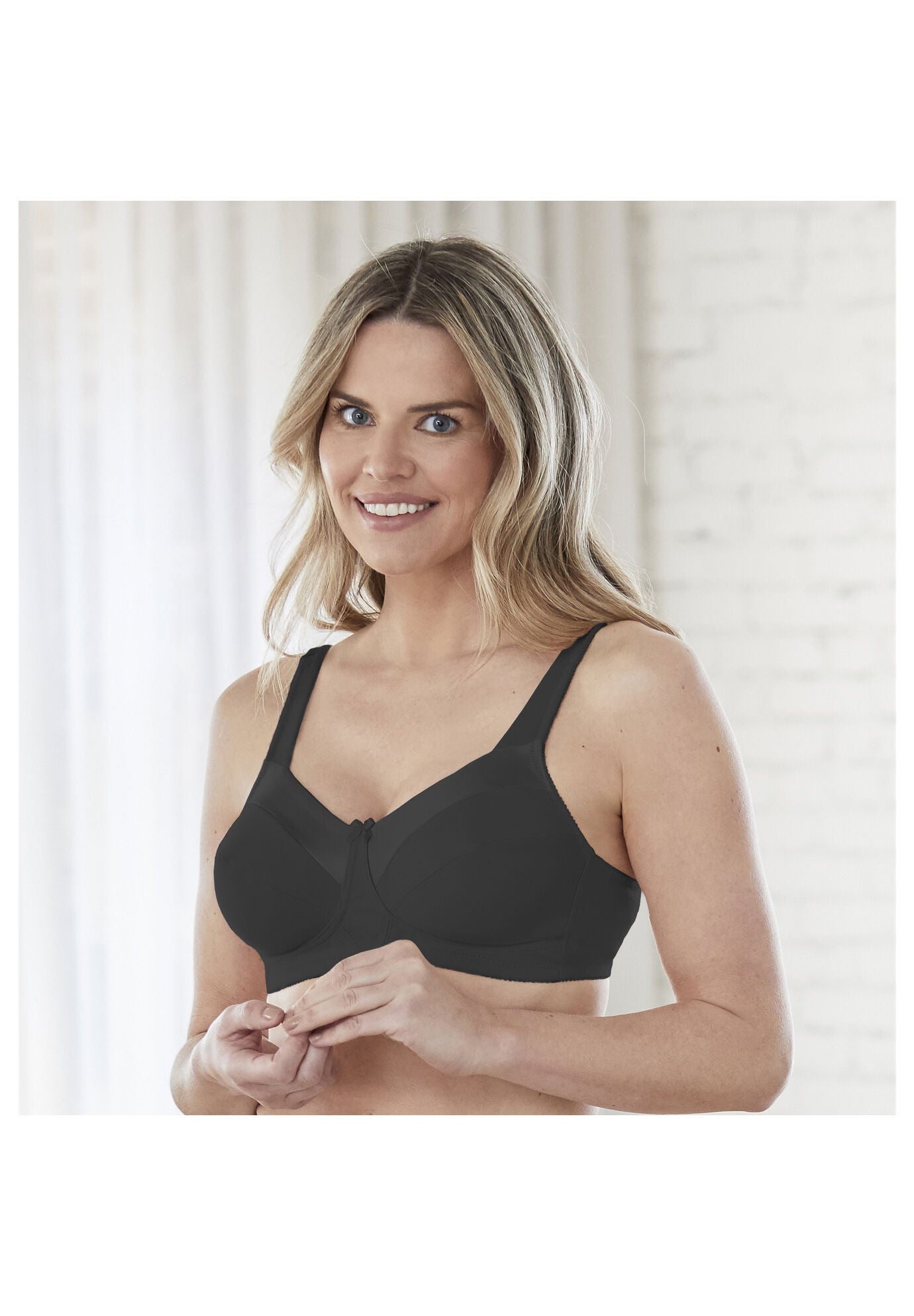 Bestform 5006715 Satin Trim Wireless Cotton Bra With Unlined Cups, , alternate image number 8