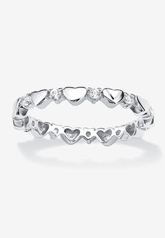 Simulated Birthstone Heart Eternity Ring