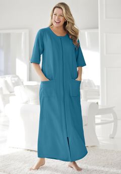 Long French Terry Zip-Front Robe