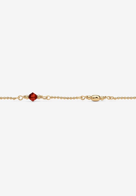 Gold Over Sterling Silver Simulated Birthstone Ankle Bracelet 11 Inches, , on-hover image number null