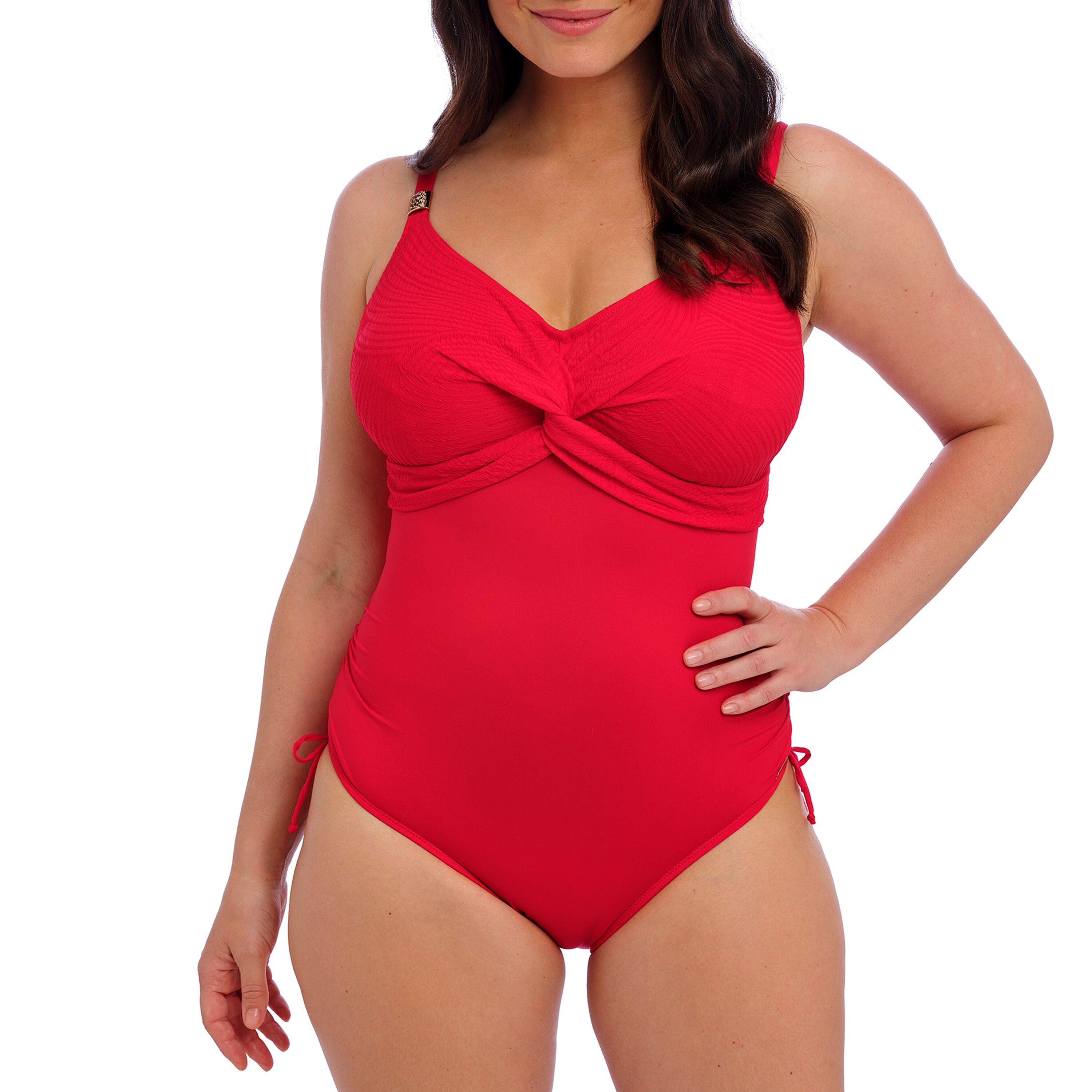 Ottawa Underwire Twist Front Swimsuit With Adjustable Leg, RADIANT RED, hi-res image number 0