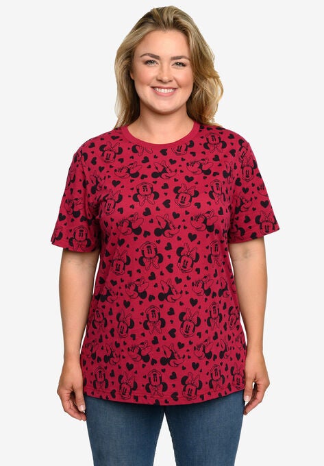 Minnie Mouse Hearts All-Over Print T-Shirt Cranberry Red, , alternate image number null