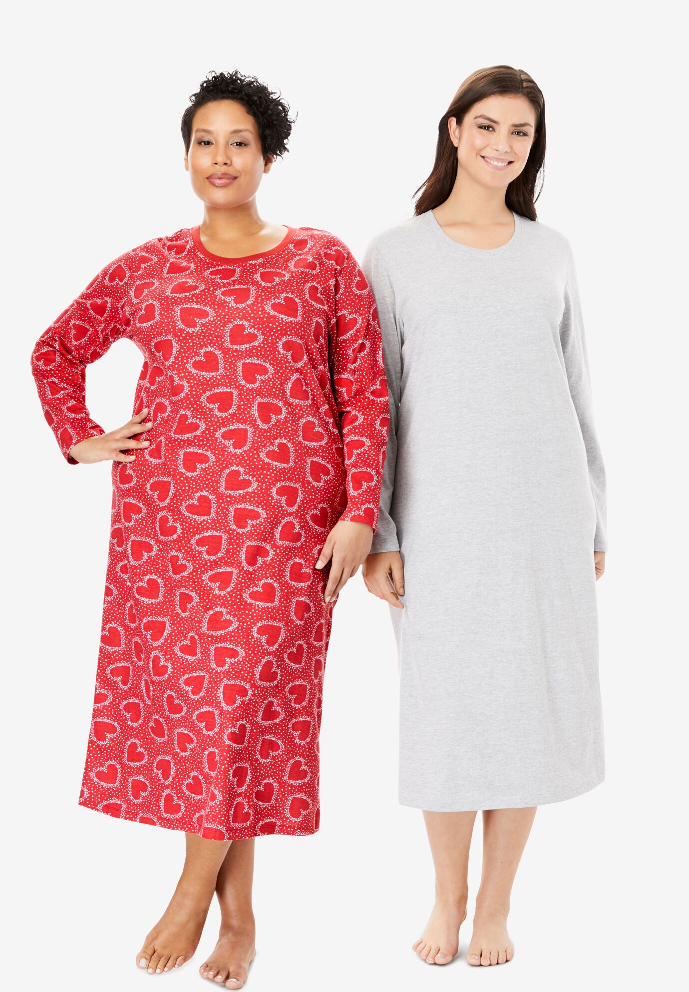 Long-Sleeve Sleepshirt 2-Pack , CLASSIC RED HEARTS, hi-res image number 0