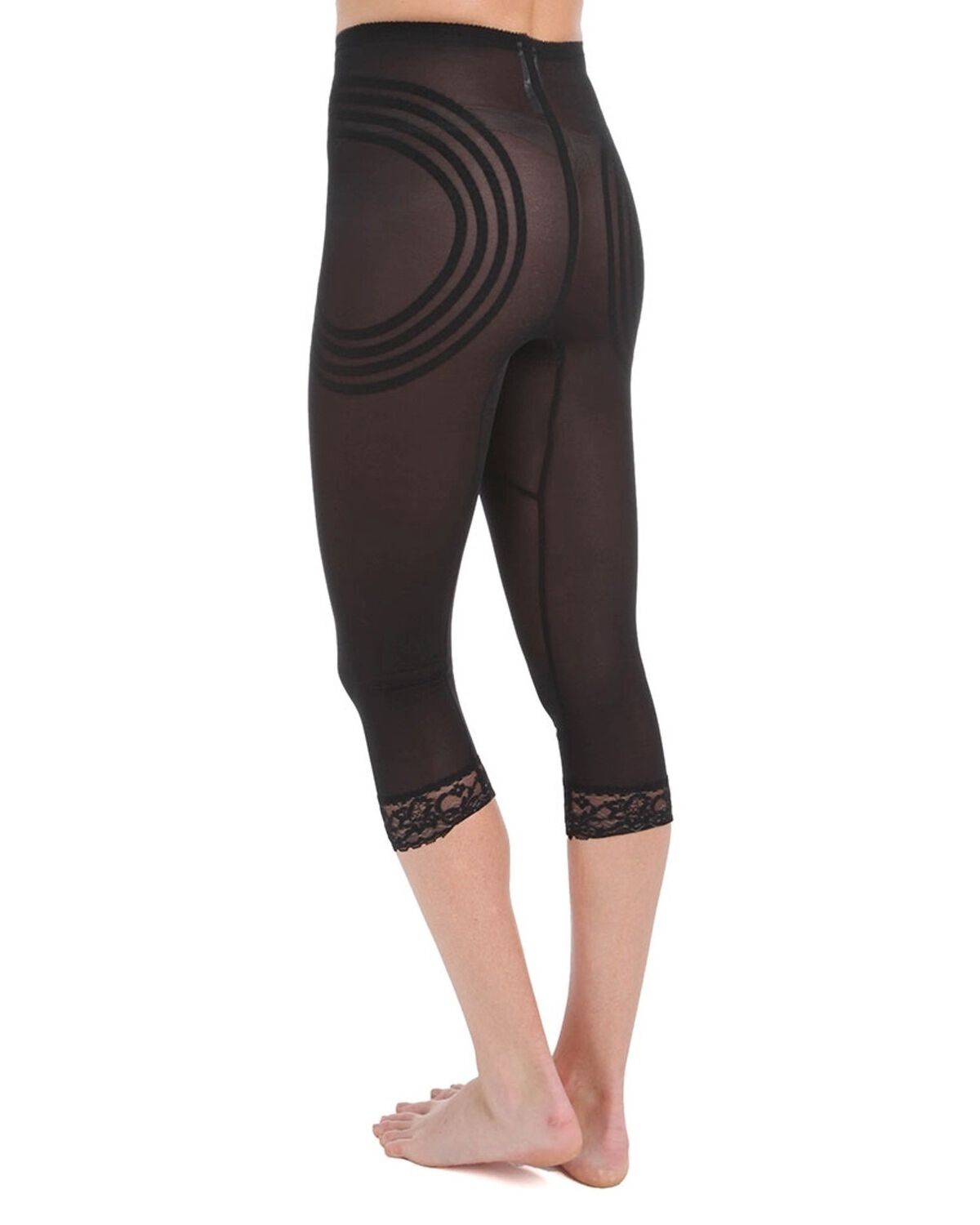 Firm to Extra Firm Support Breathable Waistline Capri Pant Liner With Power Mesh Fabric, BLACK, on-hover image number 1