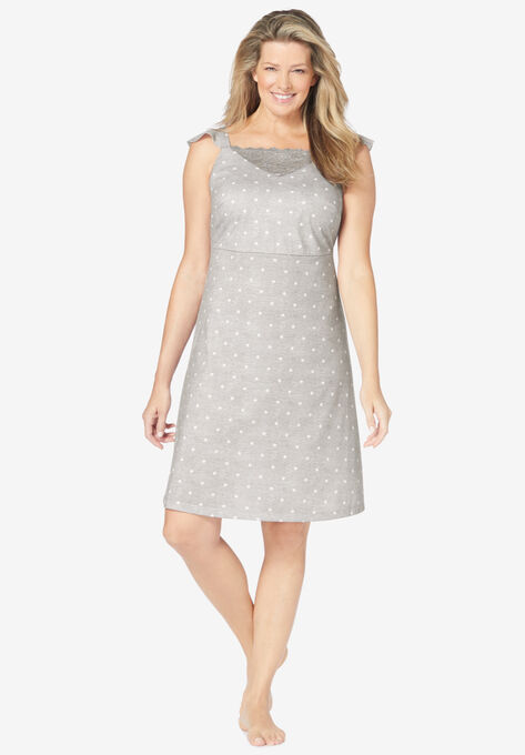 Short Supportive Gown, HEATHER GREY DOT, hi-res image number null