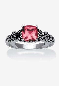 Cushion-Cut Birthstone Ring In Sterling Silver