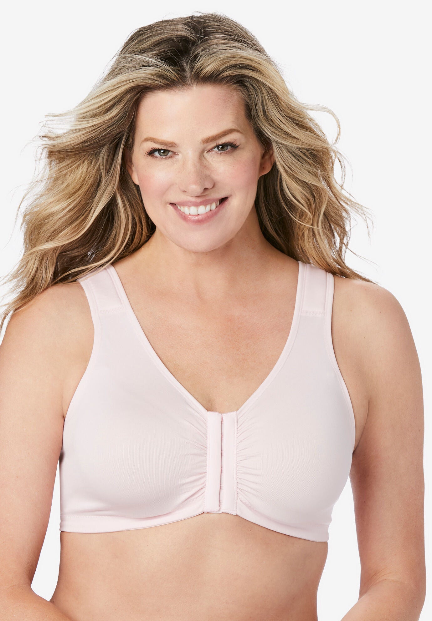 The Laurel - Seamless Comfort Front-Closure Bra, PINK, hi-res image number 0