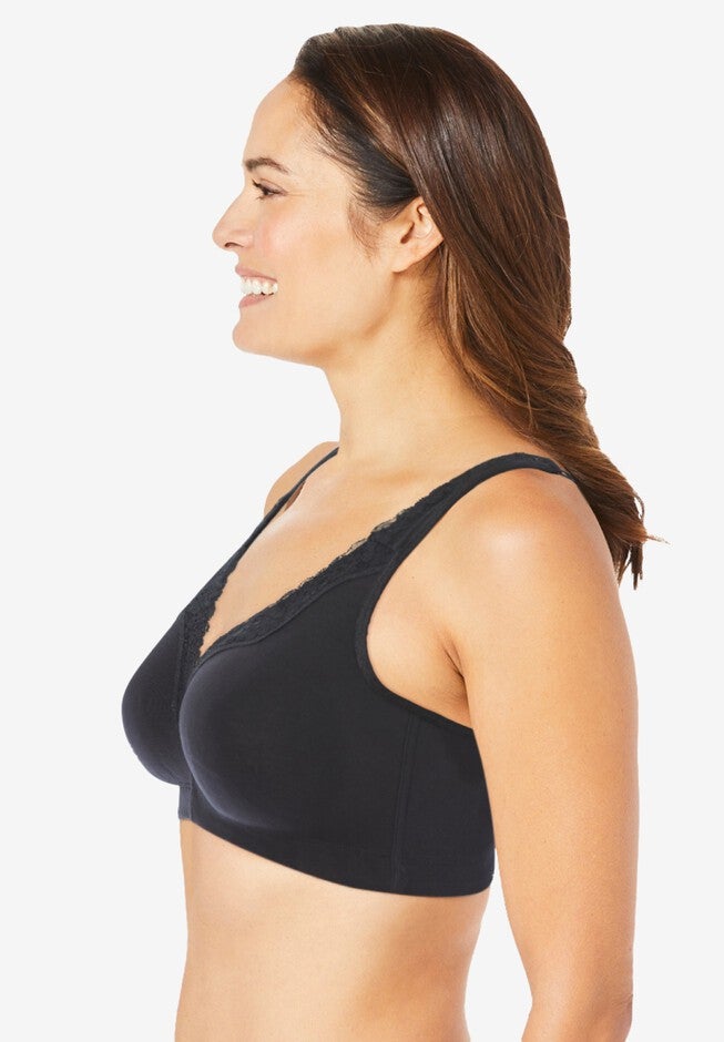 Cotton Comfort Wireless Bra, BLACK, alternate image number 2