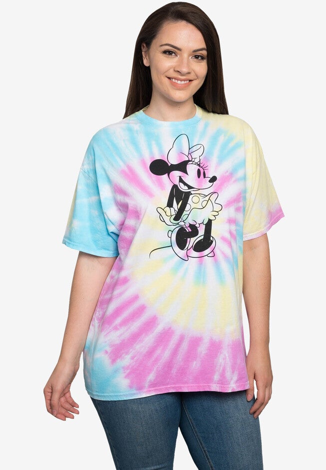 Disney Womens Plus Size Minnie Mouse Short Sleeve Tie-Dye T-Shirt Retro, RETRO, hi-res image number null