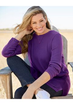 Long-Sleeve Crewneck Soft Waffle Knit Thermal Shirt