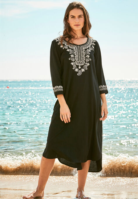 Embroidered Cover Up, BLACK, hi-res image number null