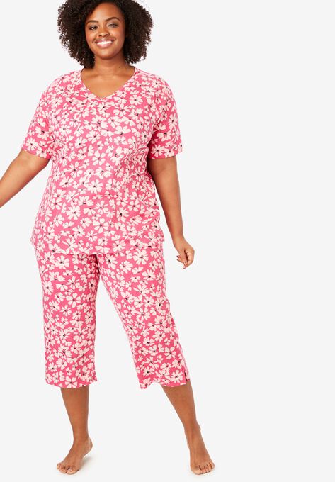 Knit Capri PJ Set by Dreams & Co® | Plus Size Women's Sets | Roaman's