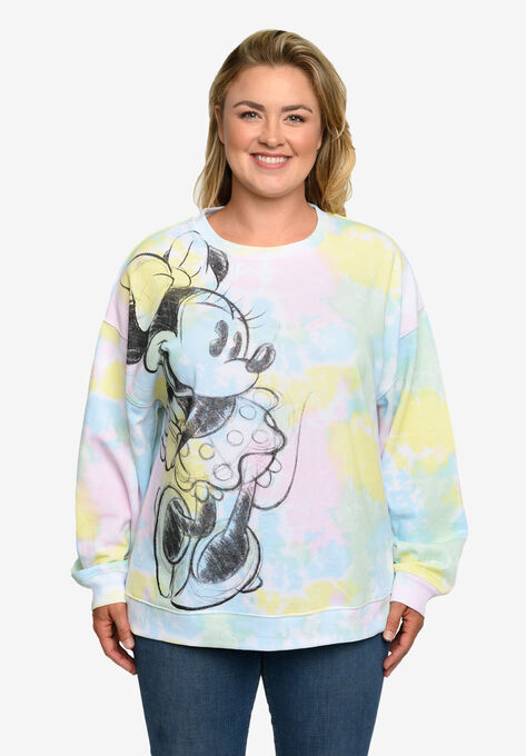 Minnie Mouse Sketch Tie-Dye Fleece Long Sleeve Sweatshirt, WHITE, hi-res image number null