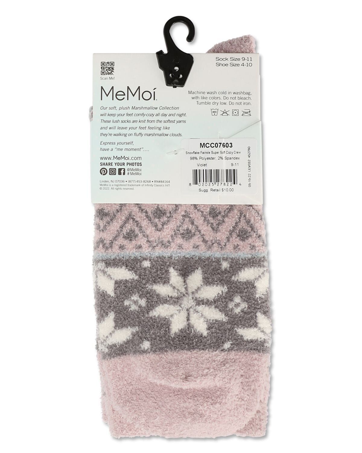 Women's Snowflake Fairisle Super Soft Cozy Crew Socks, VIOLET, alternate image number 4