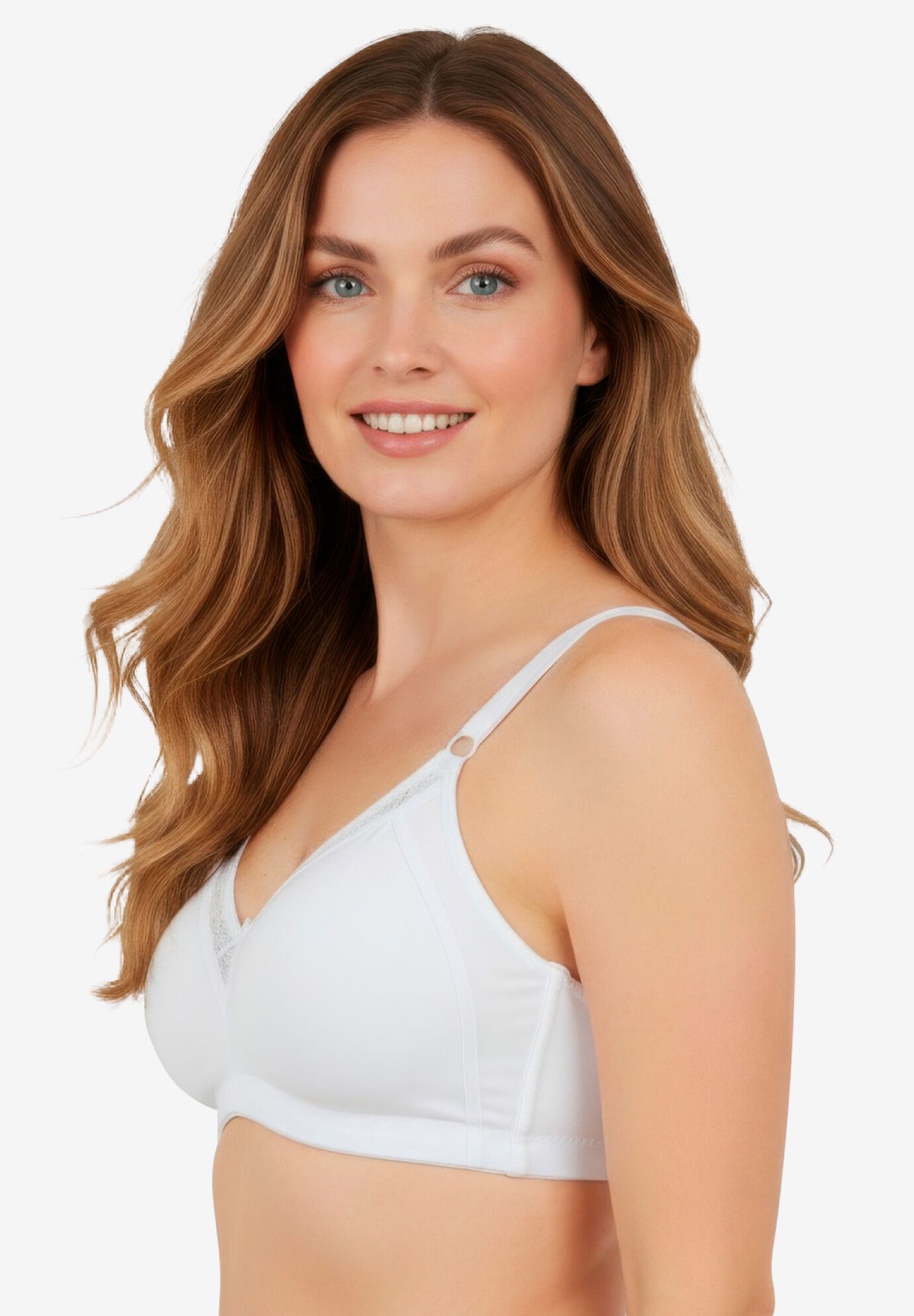 Leading Lady&reg; Soft Support Cotton Wireless Bra, WHITE, alternate image number 2