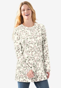 Perfect Printed Long-Sleeve Crewneck Tee