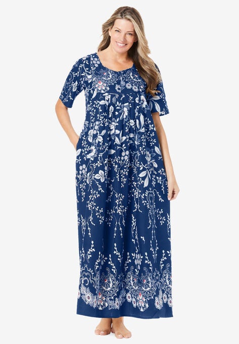 Mixed Print Long Lounger By Only Necessities Plus Size Loungers