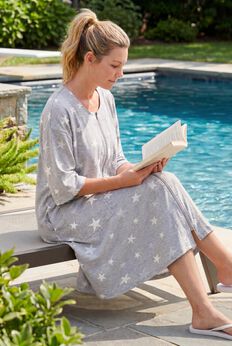 Short French Terry Zip-Front Robe