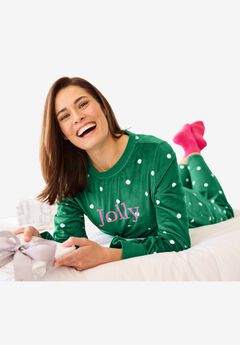 Dreams & Co. ® Velour Pajama with FREE Fuzzy Socks