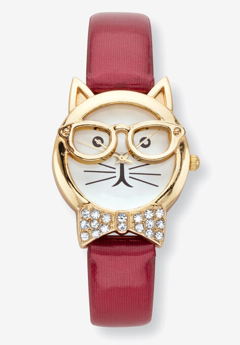 Cat Watch Round Crystal, RED, hi-res image number null