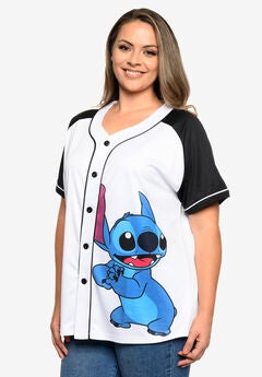 Disney Stitch Baseball Jersey Button Down Shirt