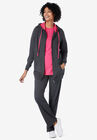 Contrast Tie Hoodie Set, , alternate image number null