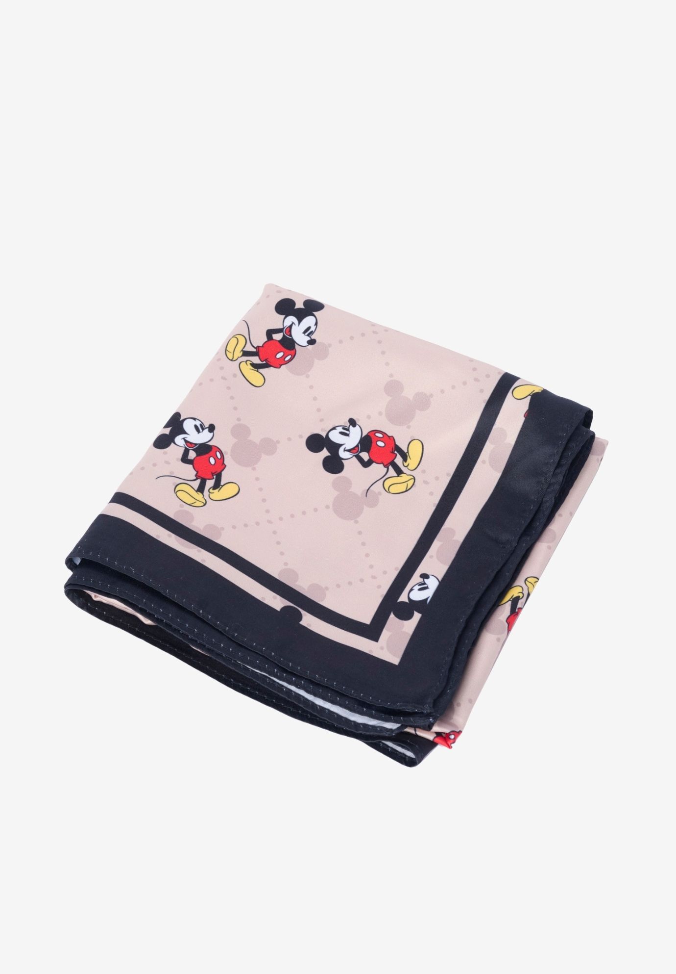 Disney Mickey Mouse Silky Scarf 27 inches x 27 inches Tan Icon Print Square Neck Tie, BLACK, alternate image number 6