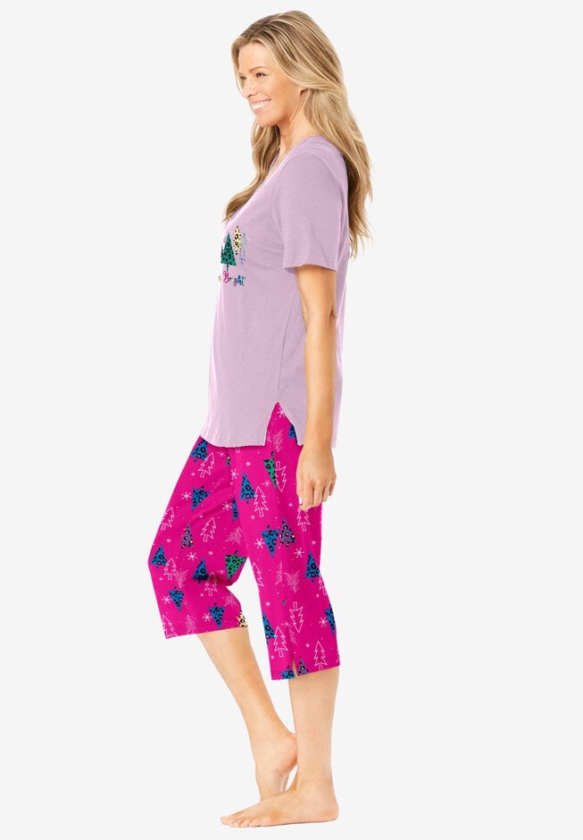 2-Piece Capri PJ Set, RASPBERRY SORBET ANIMAL TREE, alternate image number 2