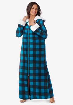 Sherpa-Lined Long Hooded Robe