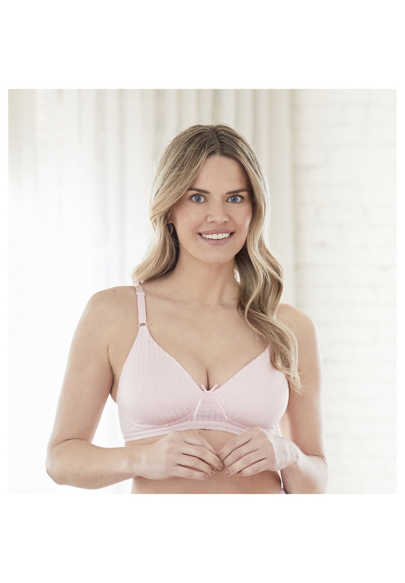 Bestform 5006248 Striped Wireless Cotton Bra With Lightly-Lined Cups, BITTERSWEET PINK, hi-res image number 0