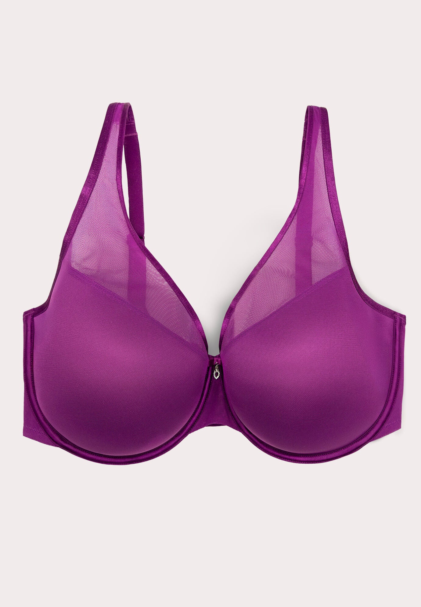 Sheer Mesh Plunge T-shirt Bra, BERRY BLISS, alternate image number 4