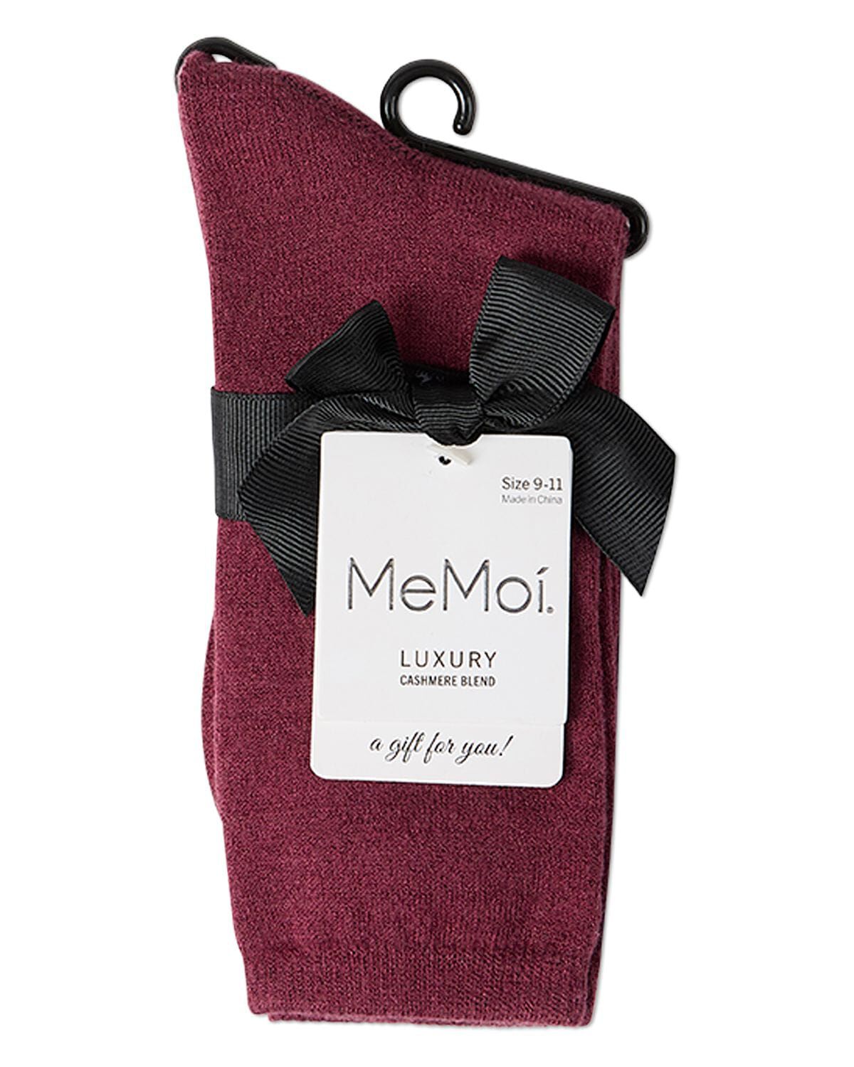 Women's Solid Soft Flat Knit Cashmere Blend Crew Sock, BERRY, alternate image number 3