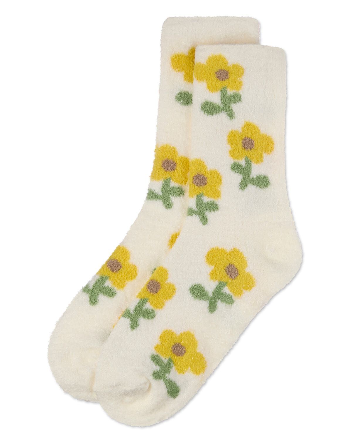 Women's Flower Aloe Infused Crew Socks, IVORY, alternate image number 2